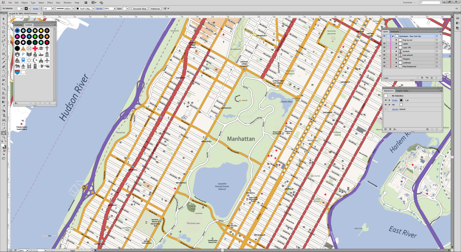 Detailed Vector Map of Manhattan New York City – Map
