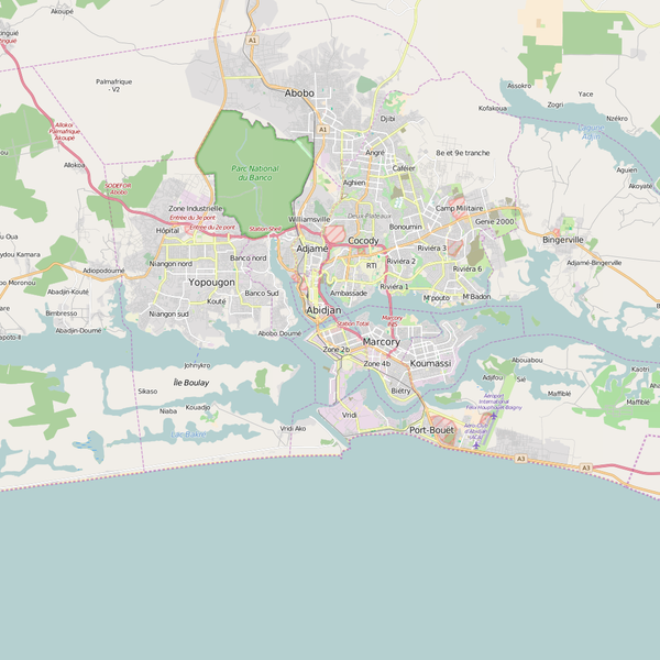 Editable City Map of Abidjan