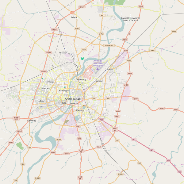 Editable City Map of Ahmadabad