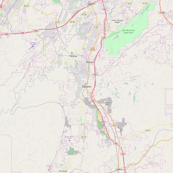 Editable City Map of Alabaster, AL