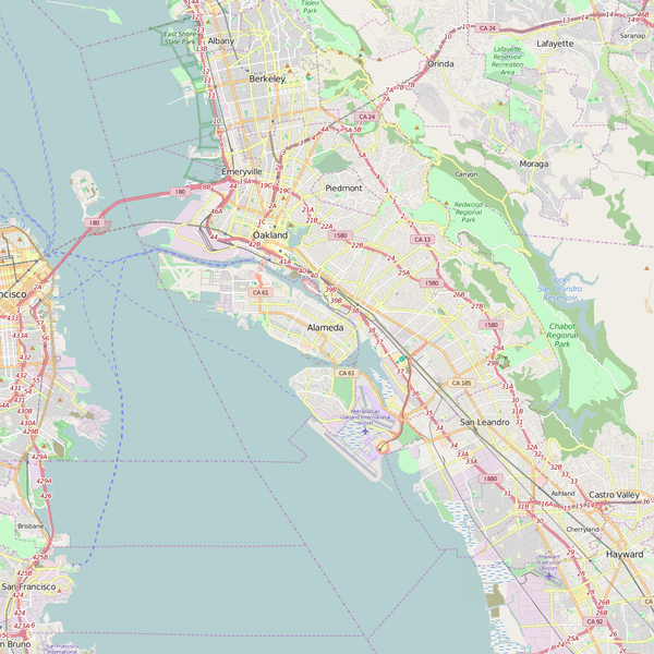 Editable City Map of Alameda, CA