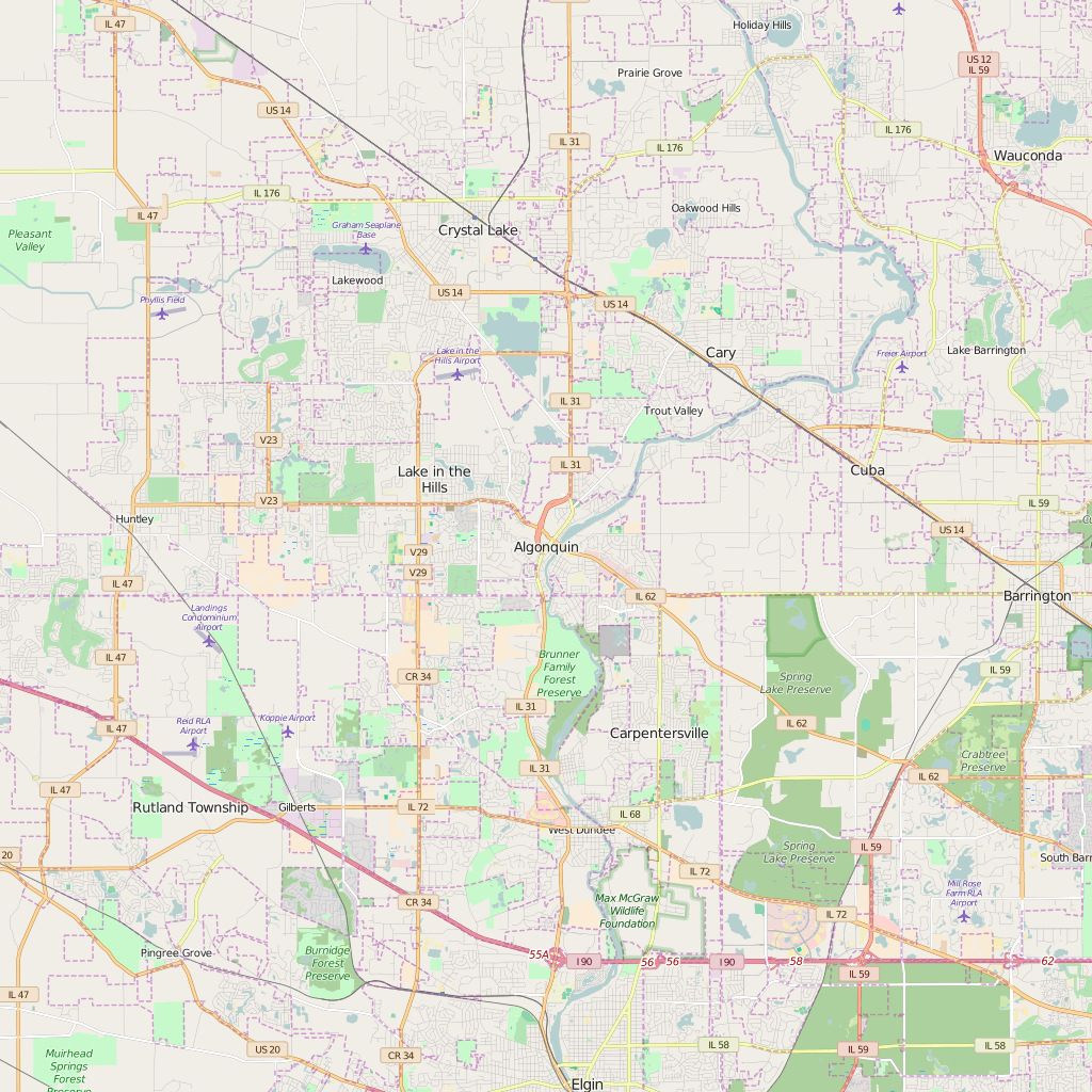 Editable City Map of Algonquin, IL