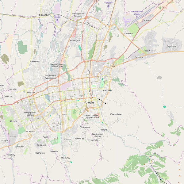 Editable City Map of Almaty