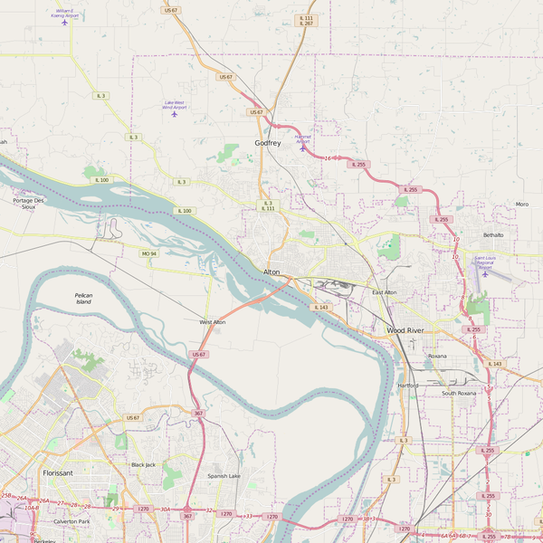 Editable City Map of Alton, IL