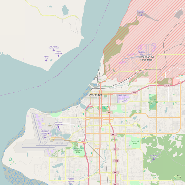 Editable City Map of Anchorage, AK