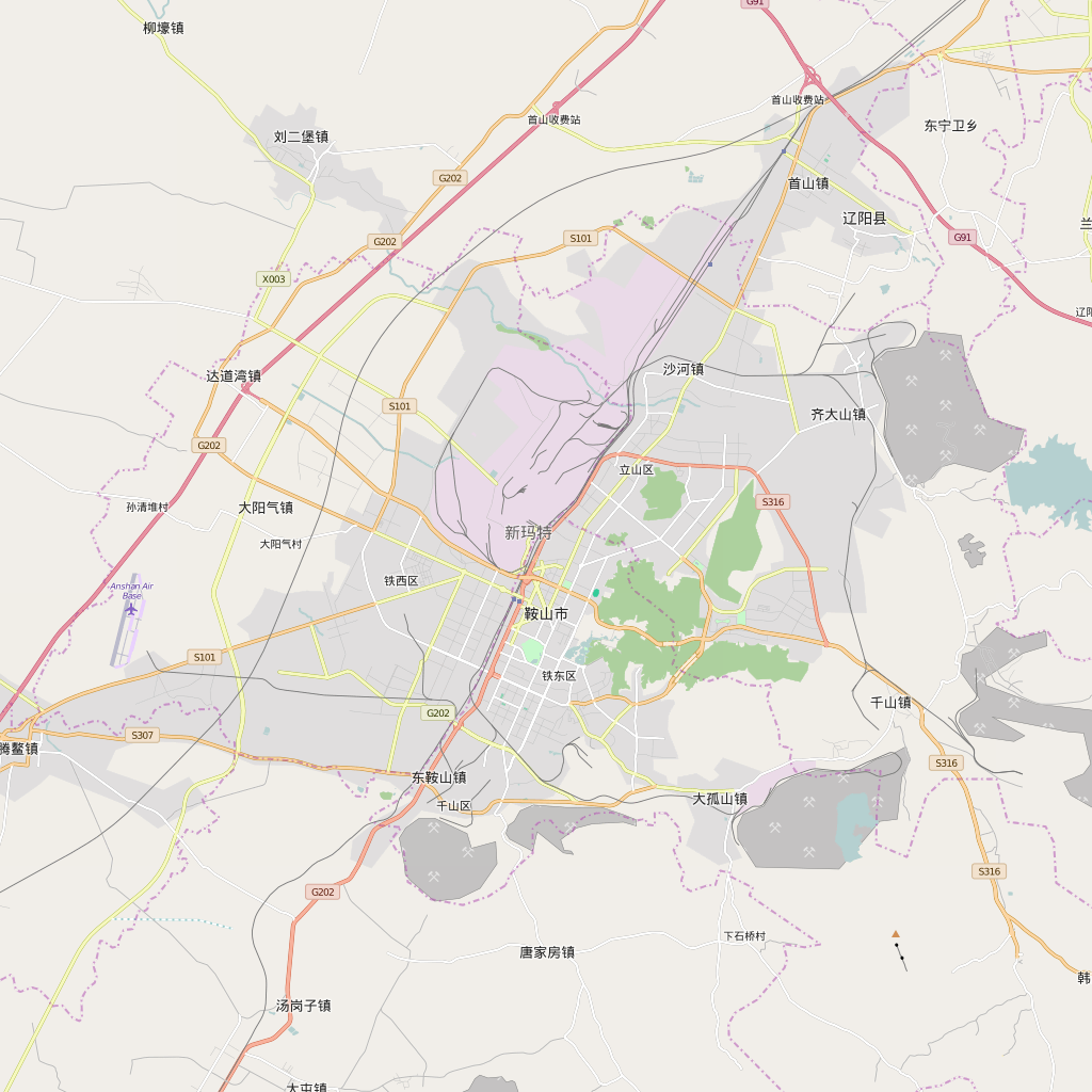 Editable City Map of Anshan
