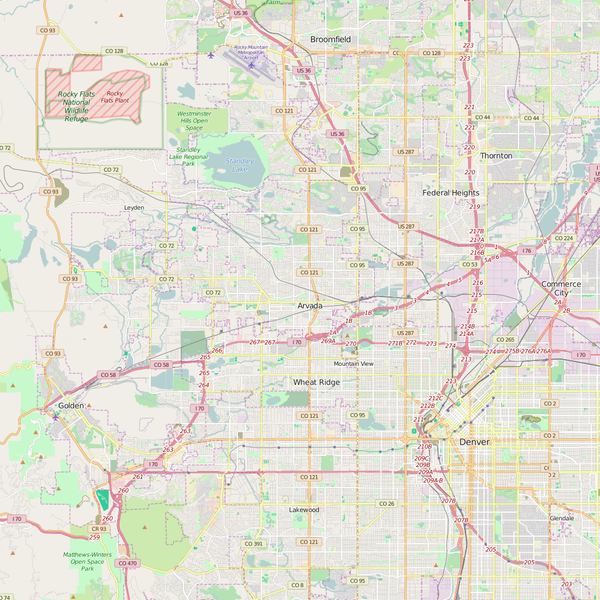 Editable City Map of Arvada, CO
