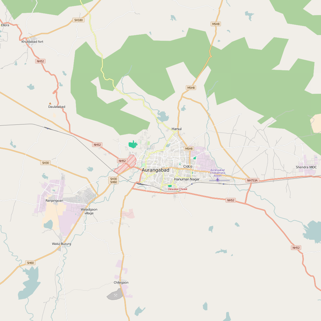 Editable City Map of Aurangabad