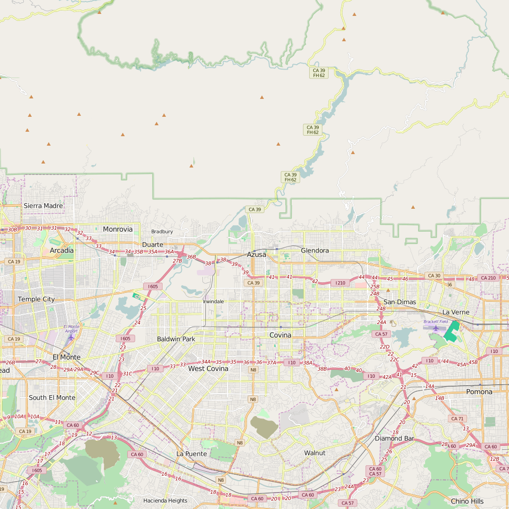 Editable City Map of Azusa, CA