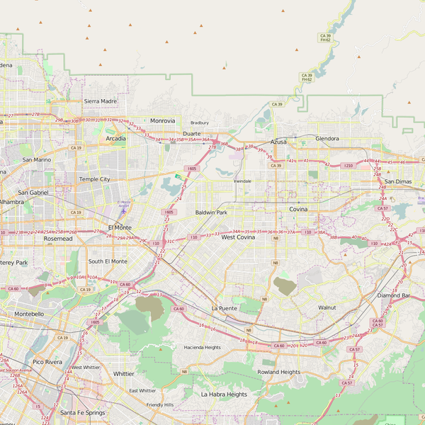 Editable City Map of Baldwin Park, CA