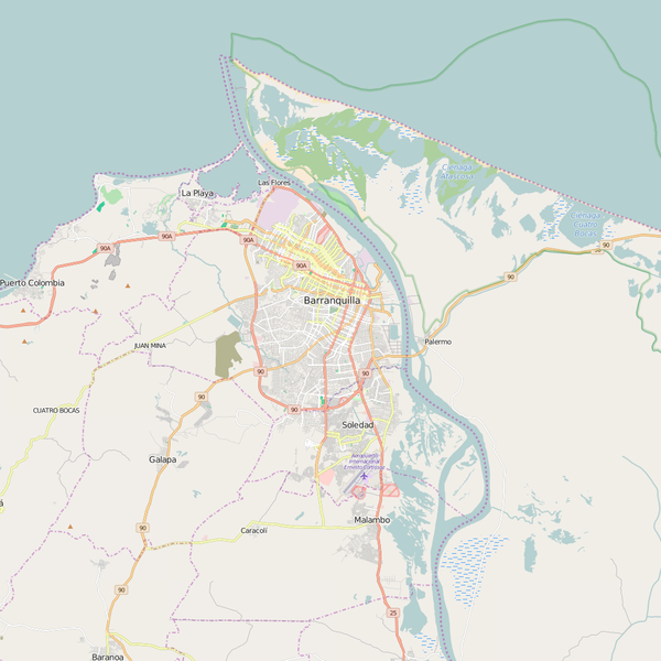 Editable City Map of Barranquilla