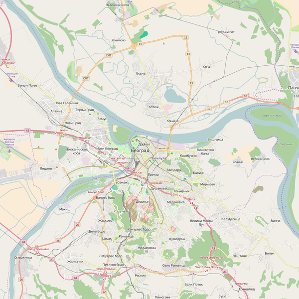 Editable City Map of Belgrade