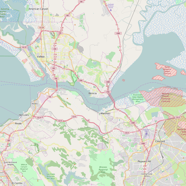 Editable City Map of Benicia, CA