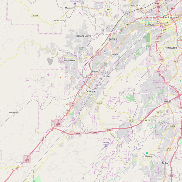 Editable City Map of Bessemer, AL