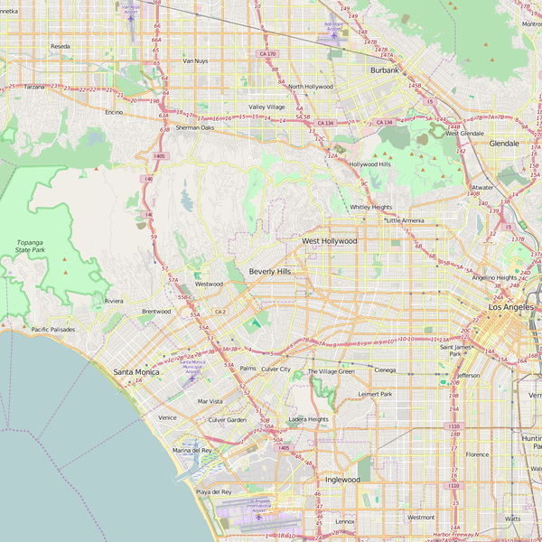 Editable City Map of Beverly Hills, CA