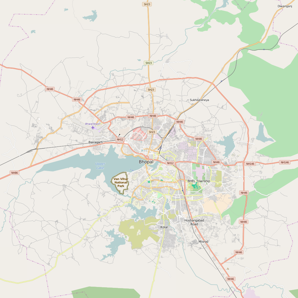 Editable City Map of Bhopal