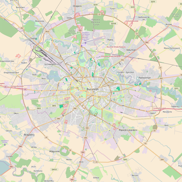 Editable City Map of Bucharest