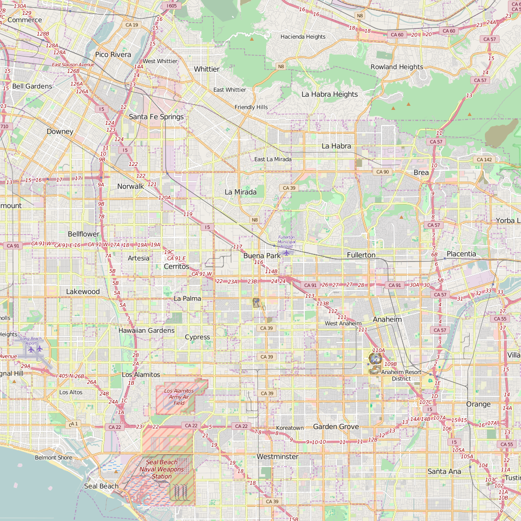 Editable City Map of Buena Park, CA