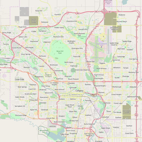Editable City Map of Calgary