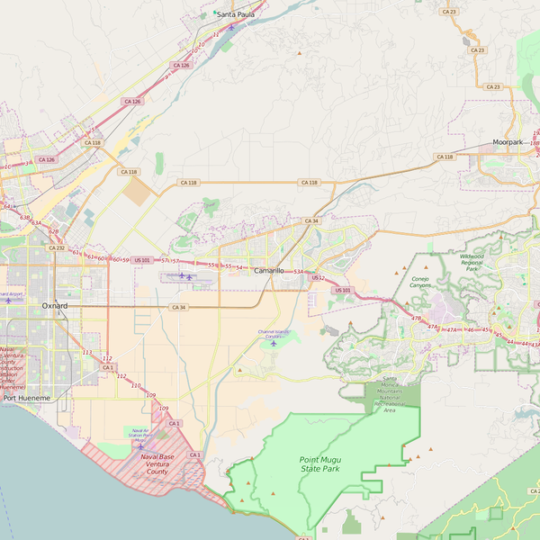 Editable City Map of Camarillo, CA