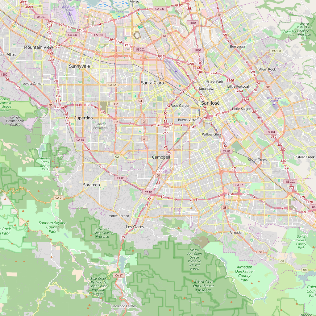 Editable City Map of Campbell, CA