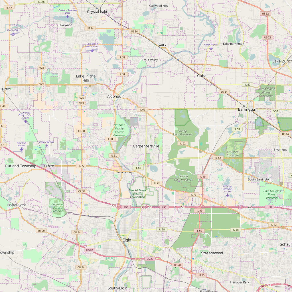 Editable City Map of Carpentersville, IL
