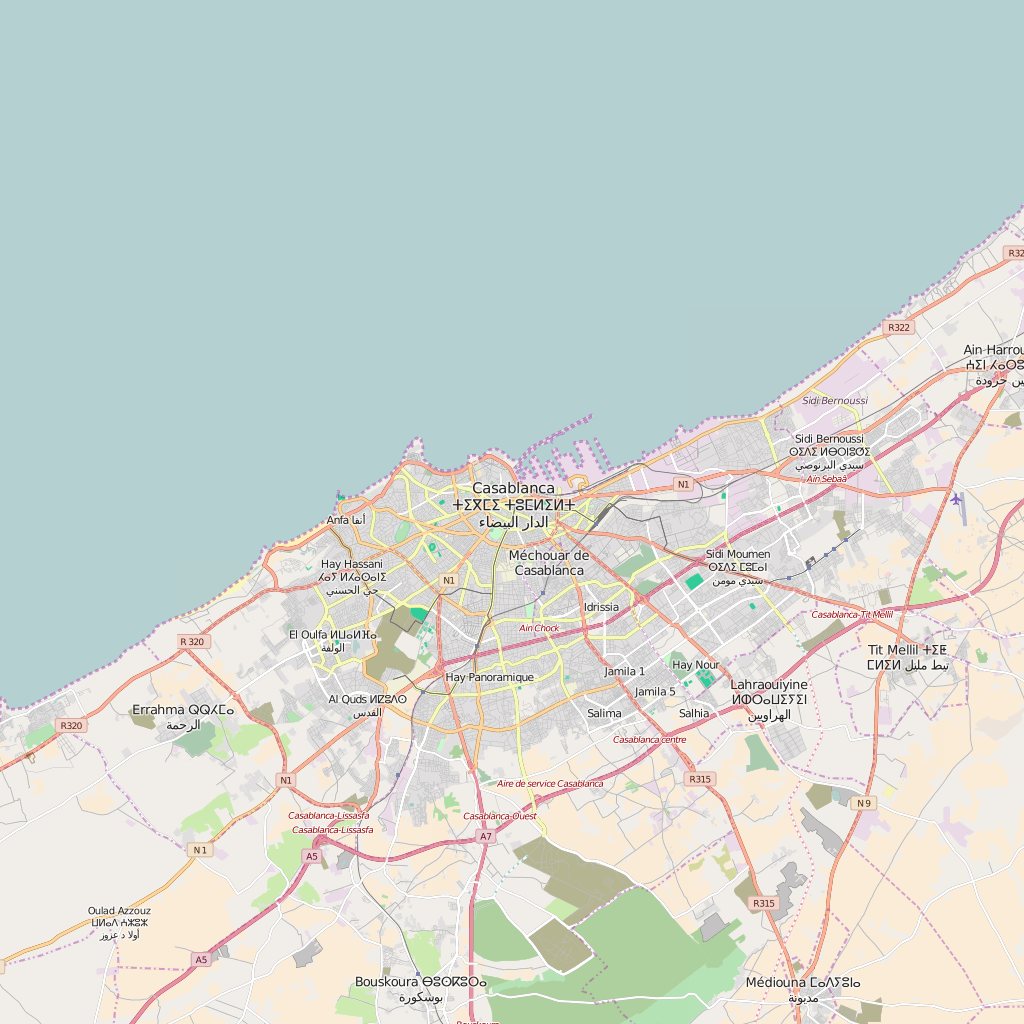 Editable City Map of Casablanca