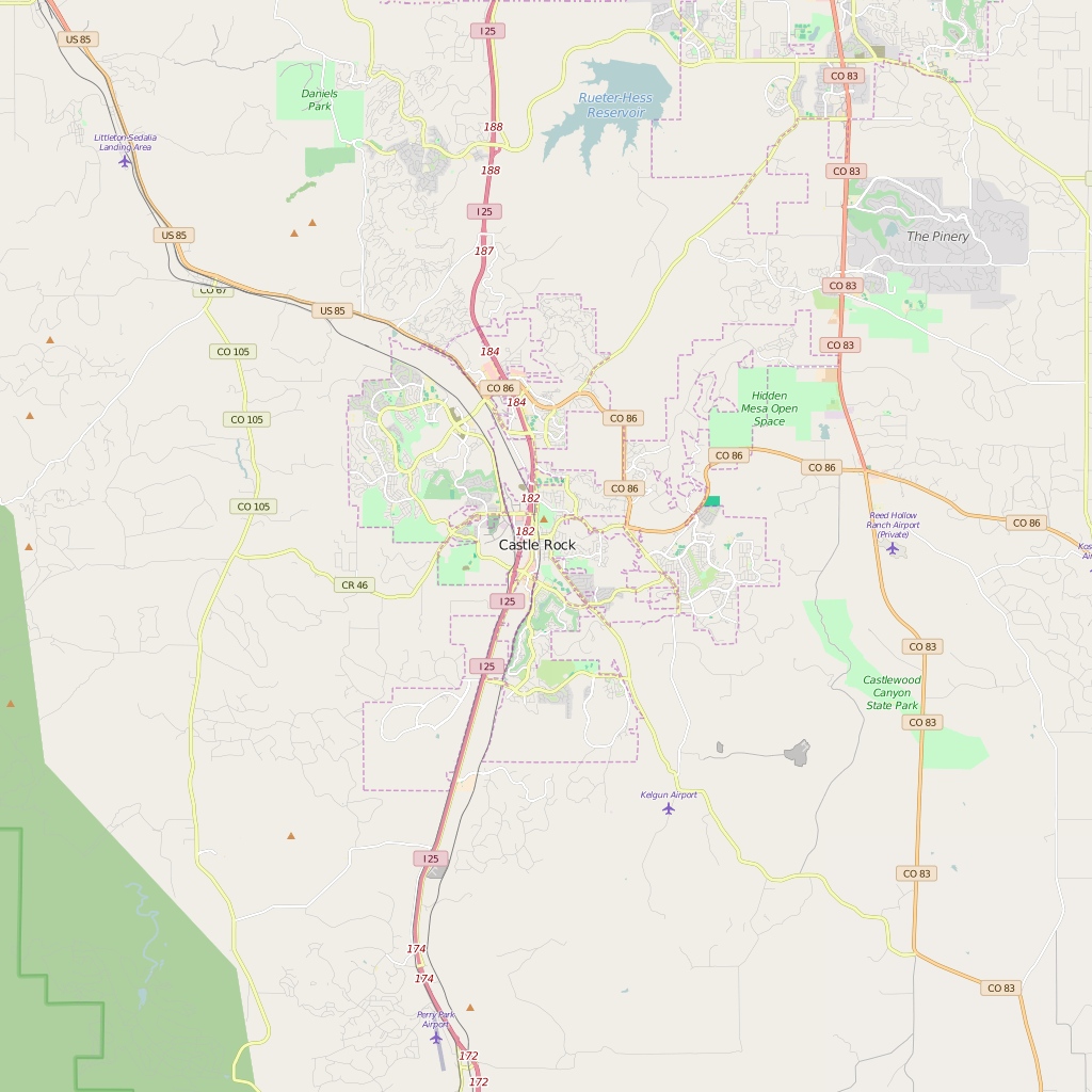 Editable City Map of Castle Rock, CO