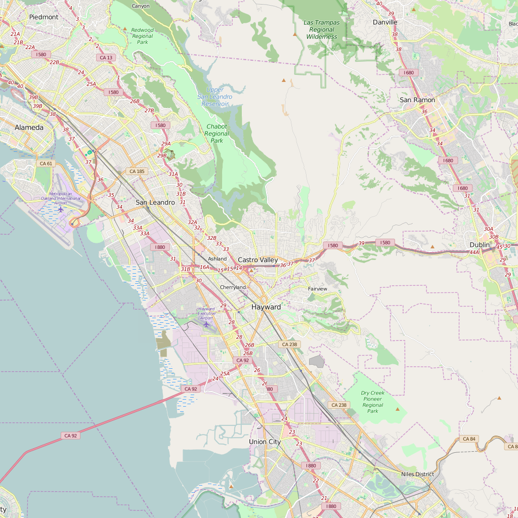 Editable City Map of Castro Valley, CA