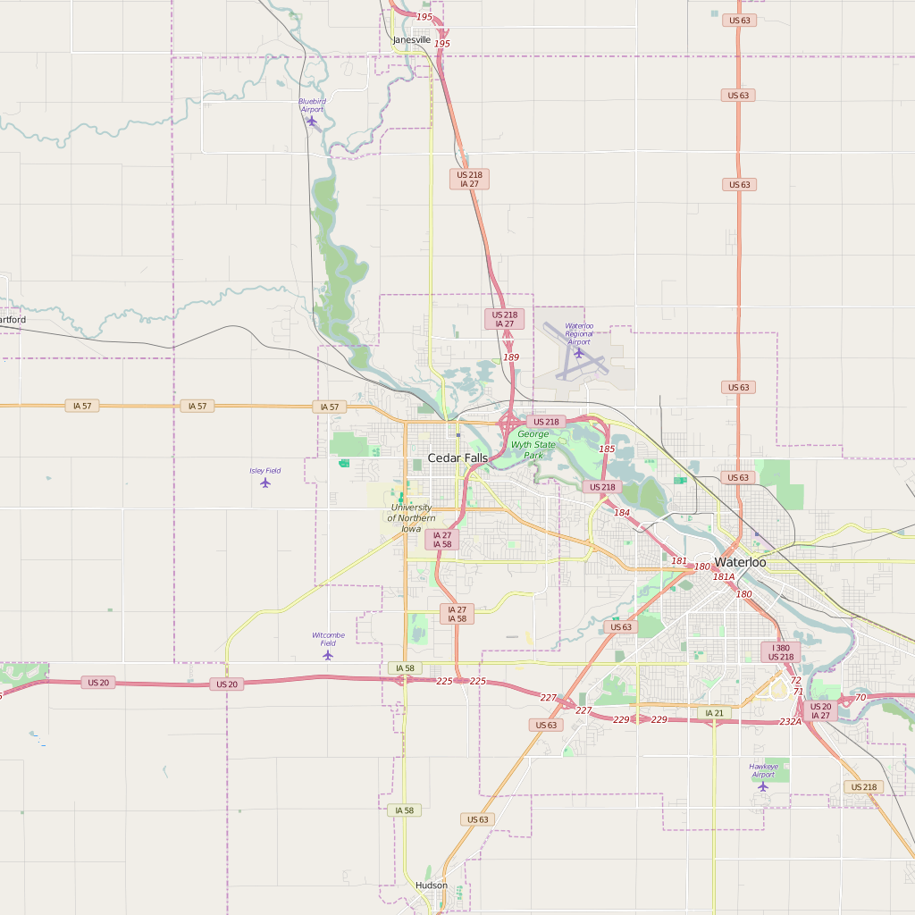 Editable City Map of Cedar Falls, IA