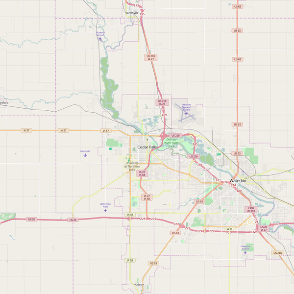Editable City Map of Cedar Falls, IA