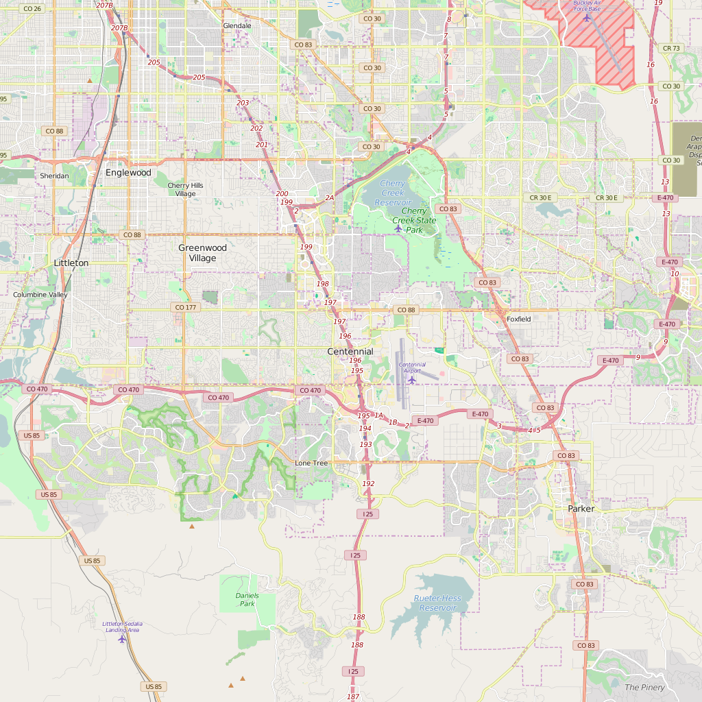 Editable City Map of Centennial, CO