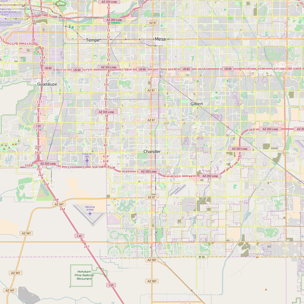 Editable City Map of Chandler, AZ