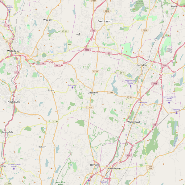 Editable City Map of Cheshire, CT