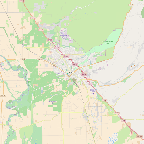 Editable City Map of Chico, CA