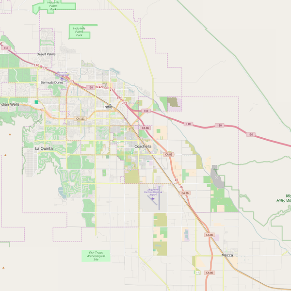 Editable City Map of Coachella, CA