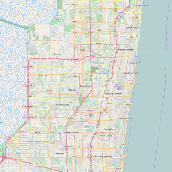 Editable City Map of Coconut Creek, FL
