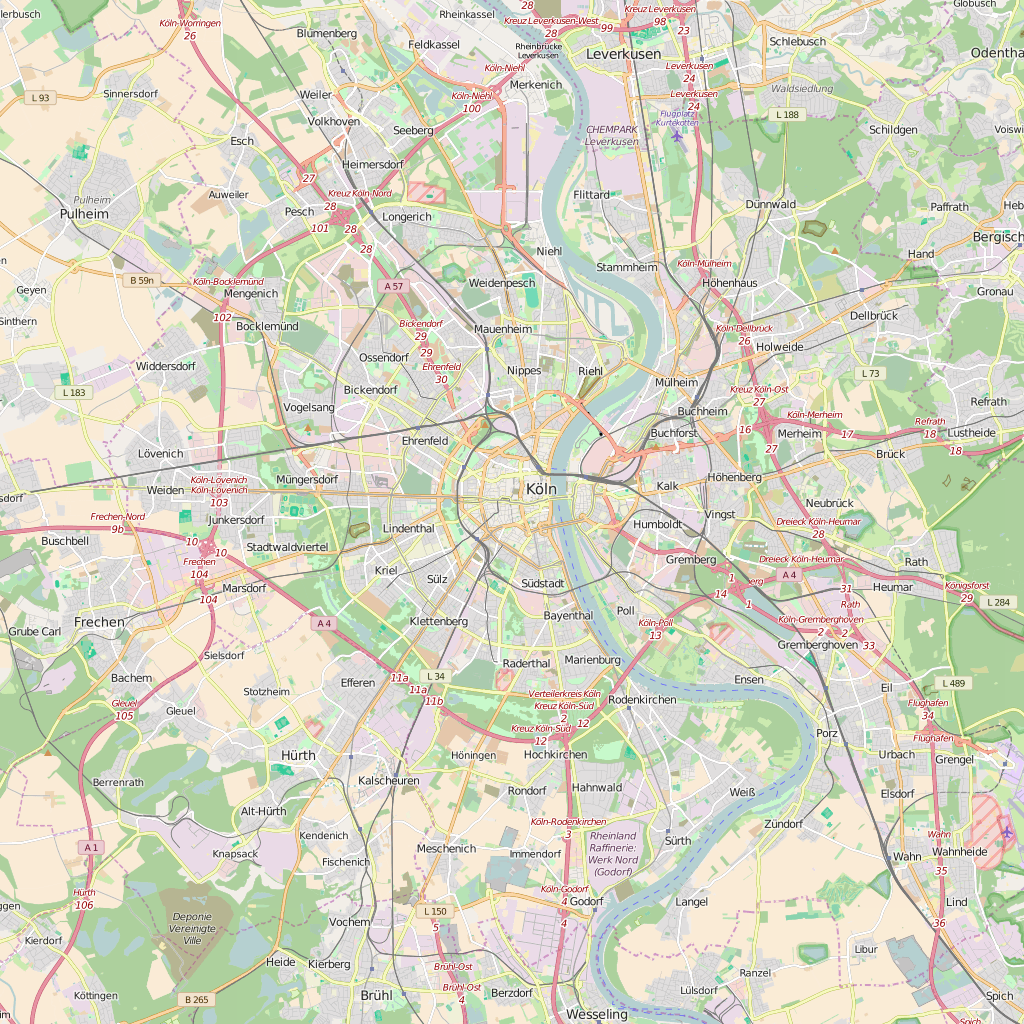 Editable City Map of Cologne