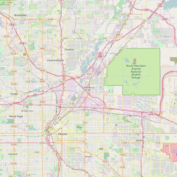 Editable City Map of Commerce City, CO