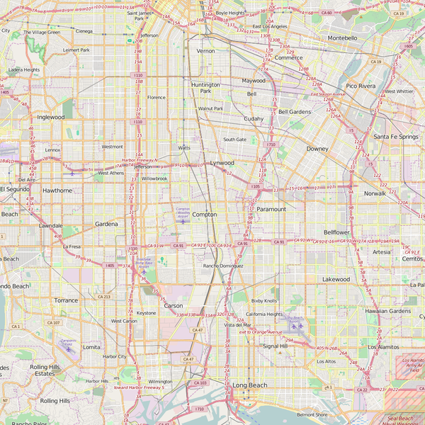 Editable City Map of Compton, CA