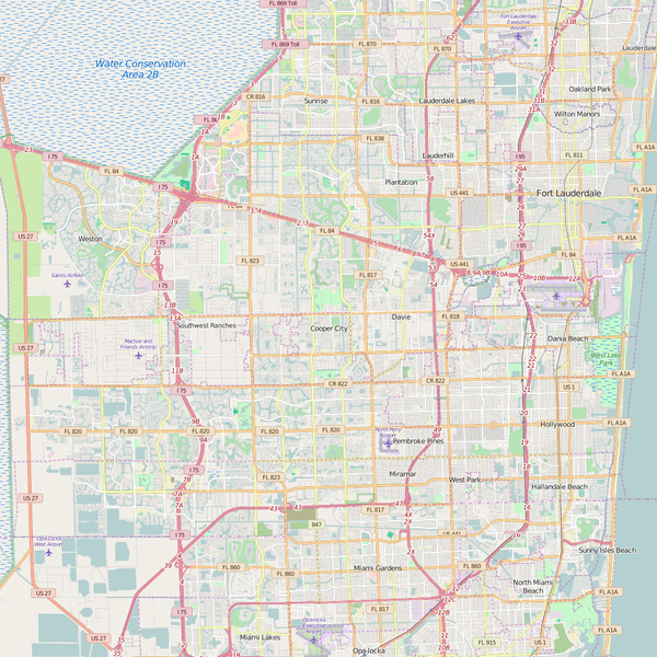 Editable City Map of Cooper City, FL