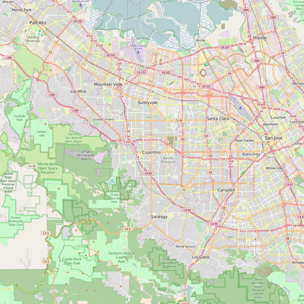 Editable City Map of Cupertino, CA