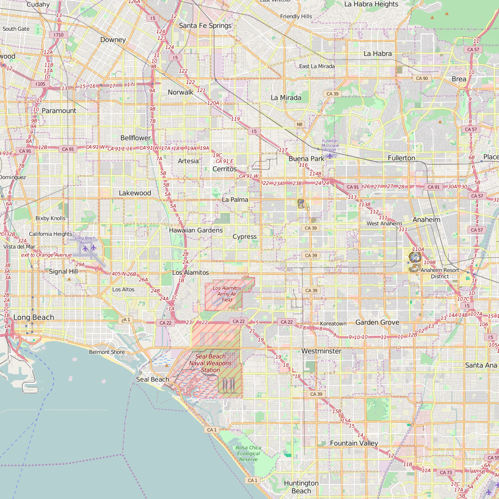 Editable City Map of Cypress, CA