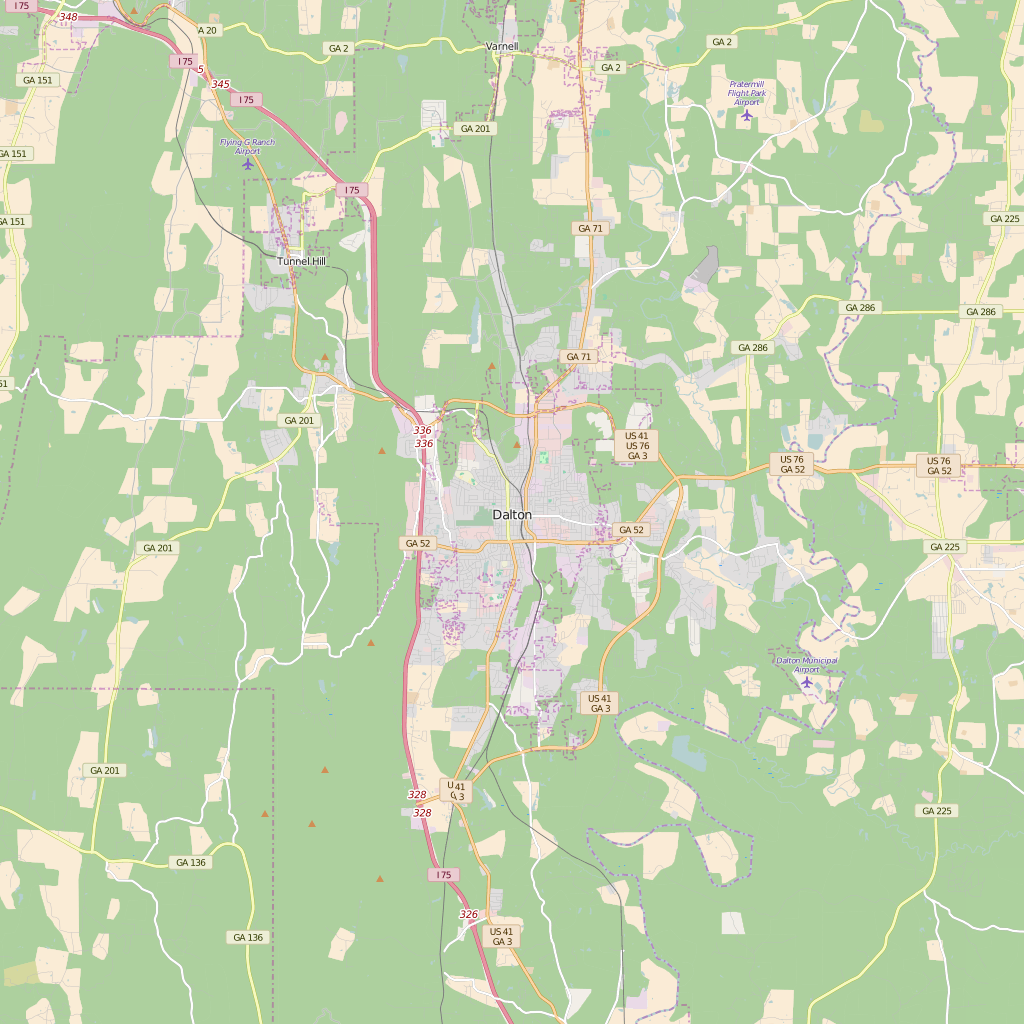 Editable City Map of Dalton, GA
