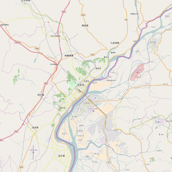 Editable City Map of Dandong including map scale