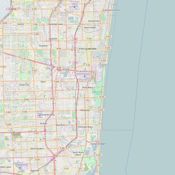 Editable City Map of Dania Beach, FL