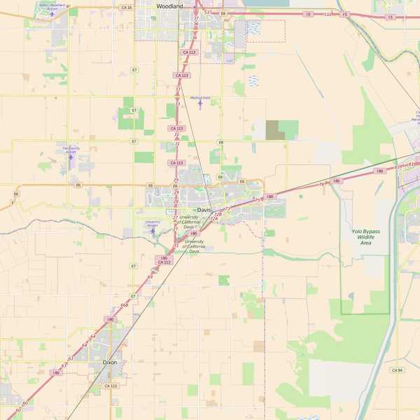 Editable City Map of Davis, CA