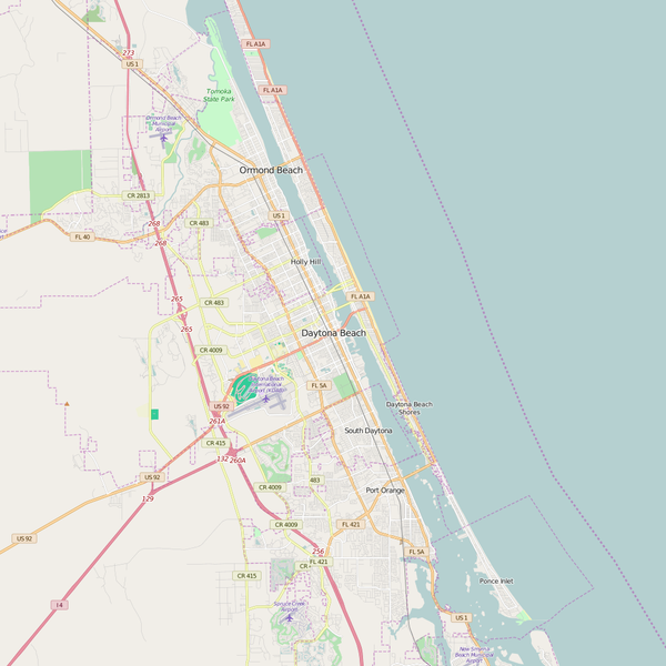 Editable City Map of Daytona Beach, FL