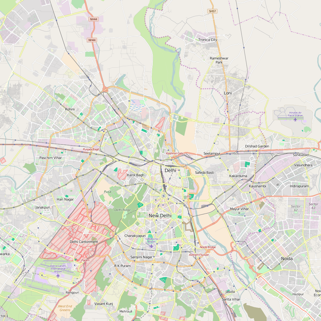 Editable City Map of New Delhi
