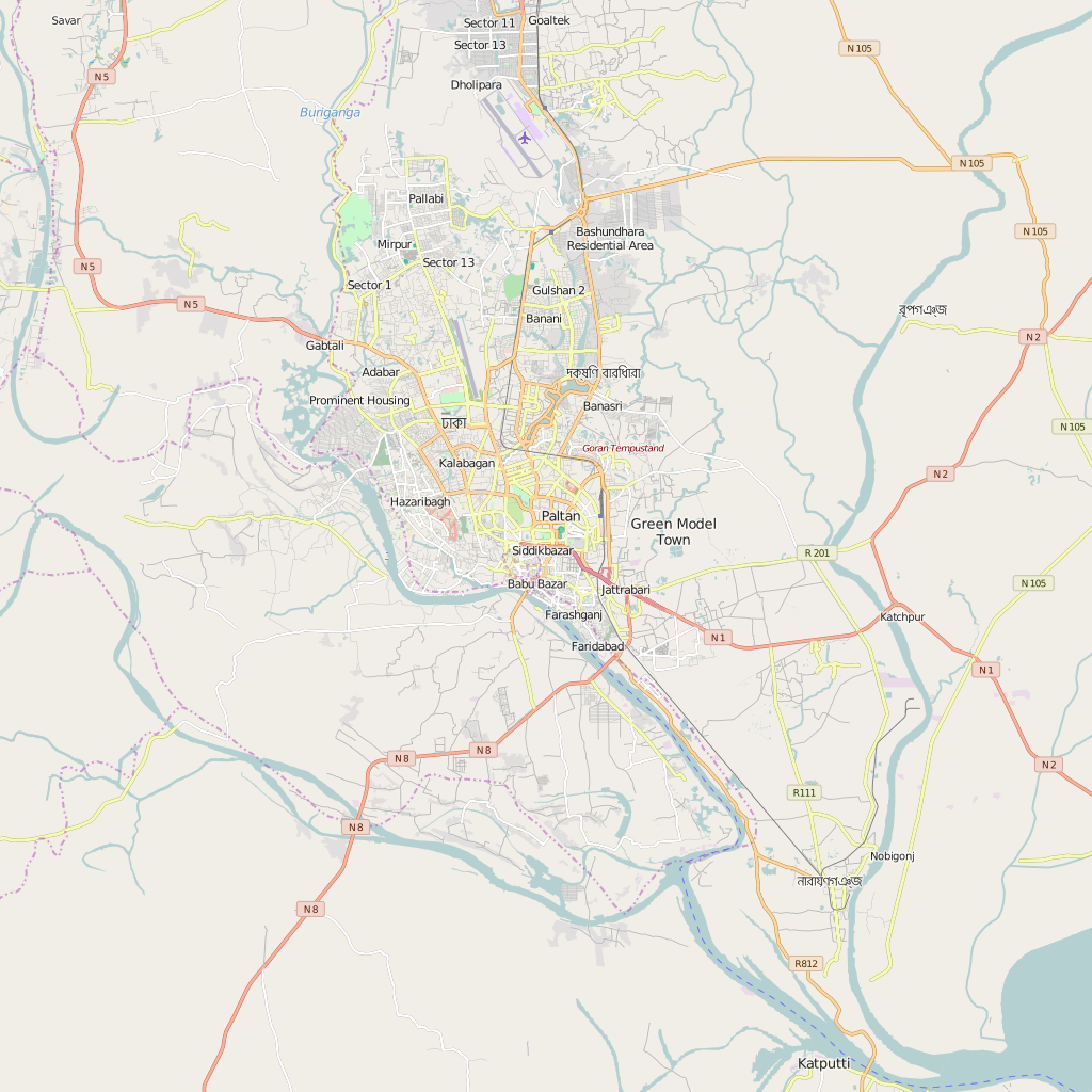 Editable City Map of Dhaka